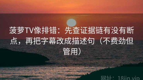 菠萝TV像排错：先查证据链有没有断点，再把字幕改成描述句（不费劲但管用）